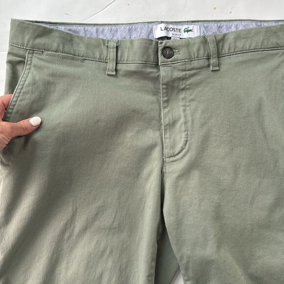 Lacoste Men's Size 38 Slim Fit Stretch Gabardine Bermuda Shorts 10” Inseam Chino - Picture 3 of 11